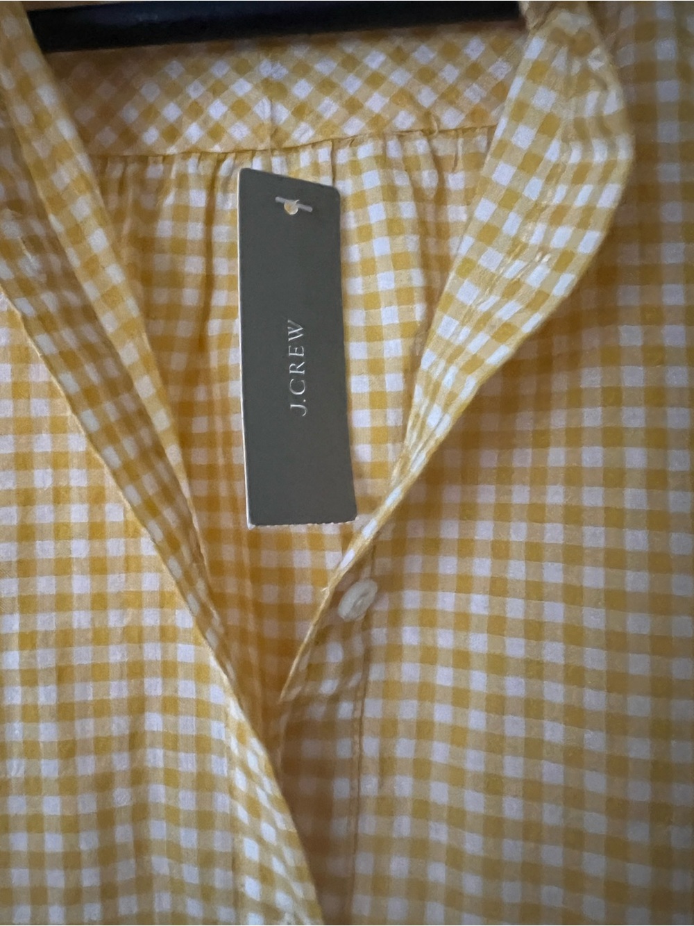 J. Crew Yellow Gingham Shirt, Womens 6, Cottagecore office preppy button front - Picture 4 of 6